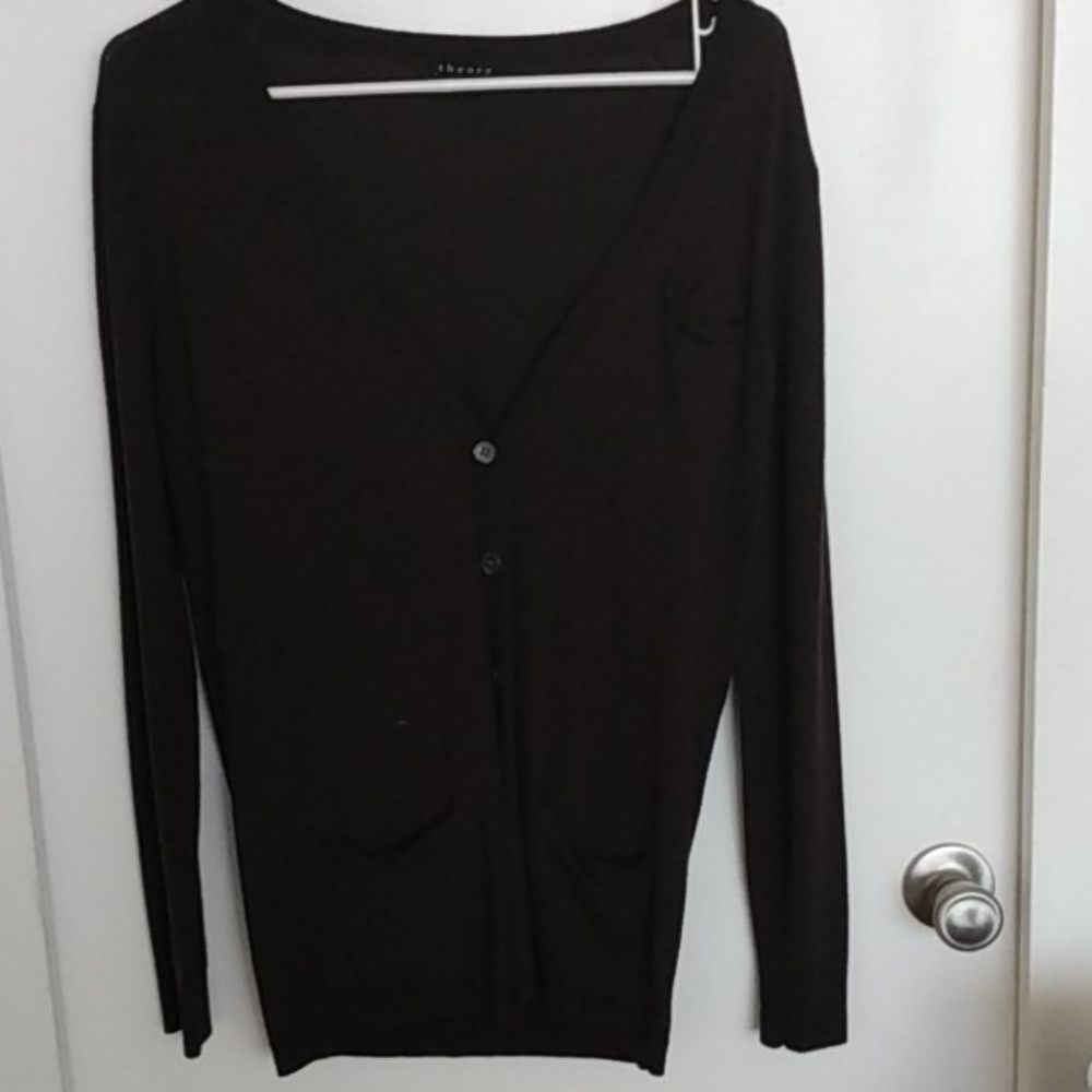 Theory Dark Brown Thin Sz M Sweater
